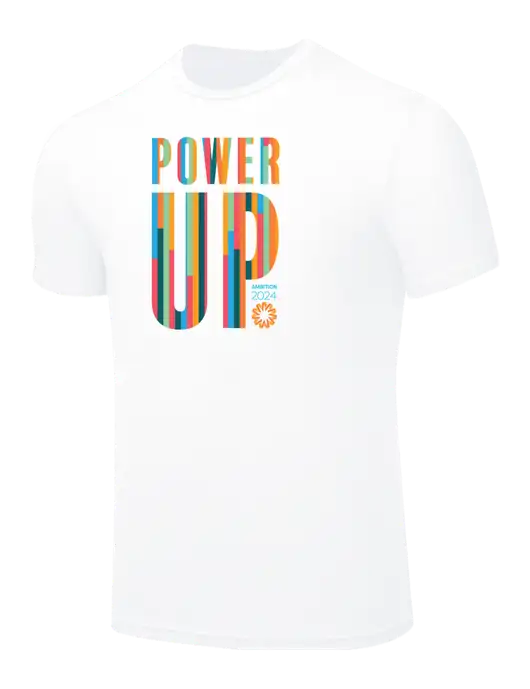 BELLA+CANVAS White Blend CVC Short Sleeve Tee w/Power Up 2024 Logo