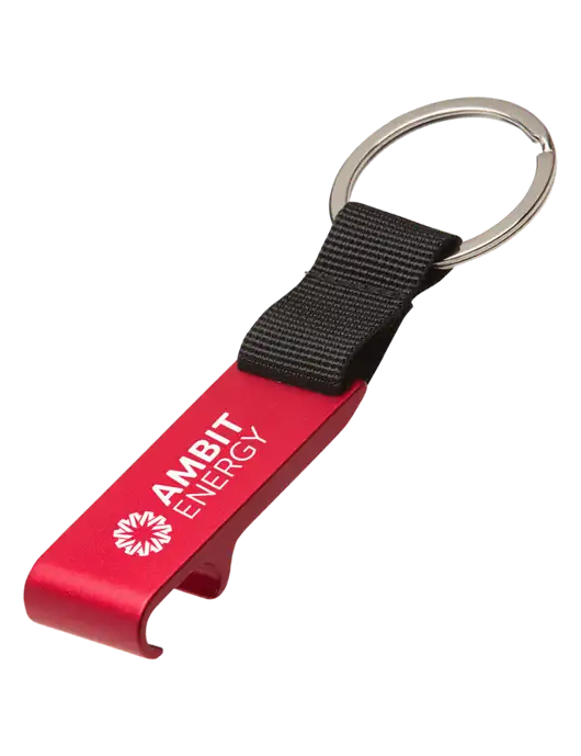 Red Bottle Opener & Key Ring w/Ambit Logo 