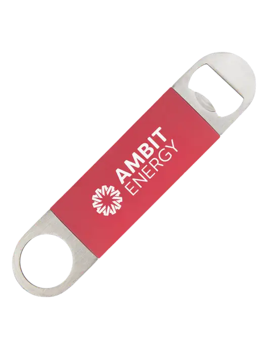 Red Bottle Opener with Silicone Grip w/Ambit Logo 