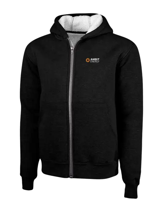 Cornerstone Black Heavyweight Sherpa Lined Hooded Fleece Jacket w/Ambit Logo