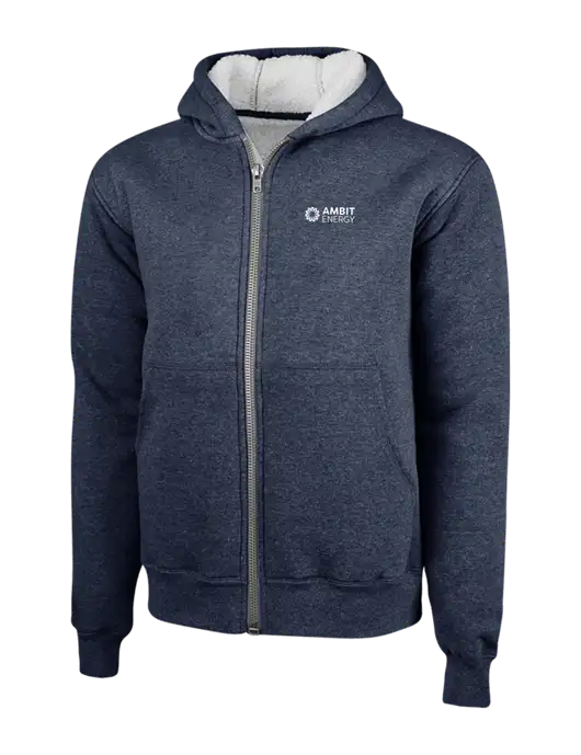 Cornerstone Navy Heavyweight Sherpa Lined Hooded Fleece Jacket w/Ambit Logo