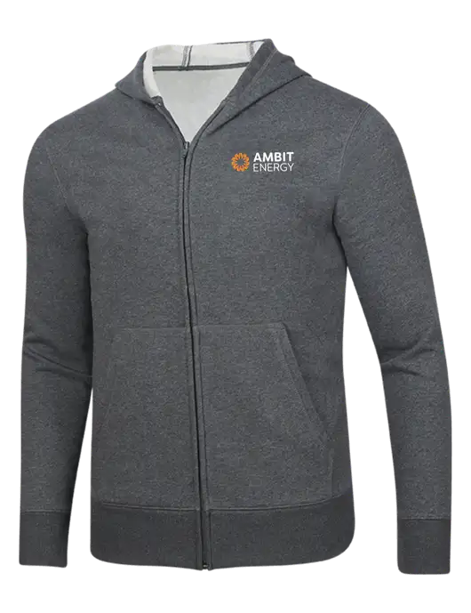 Full-Zip Dark Grey Heather Hooded Sweatshirt w/Ambit Logo