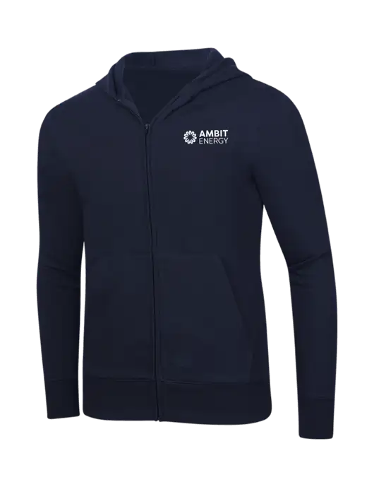 Full-Zip Navy Hooded Sweatshirt w/Ambit Logo