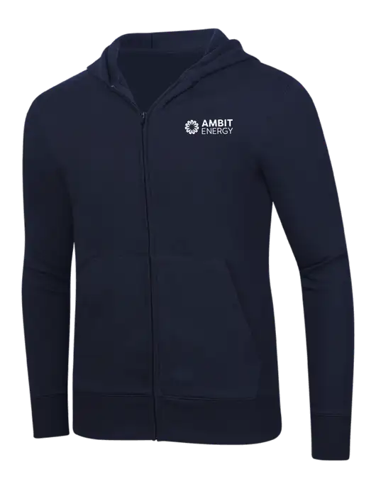 Full-Zip Navy Hooded Sweatshirt w/Ambit Logo