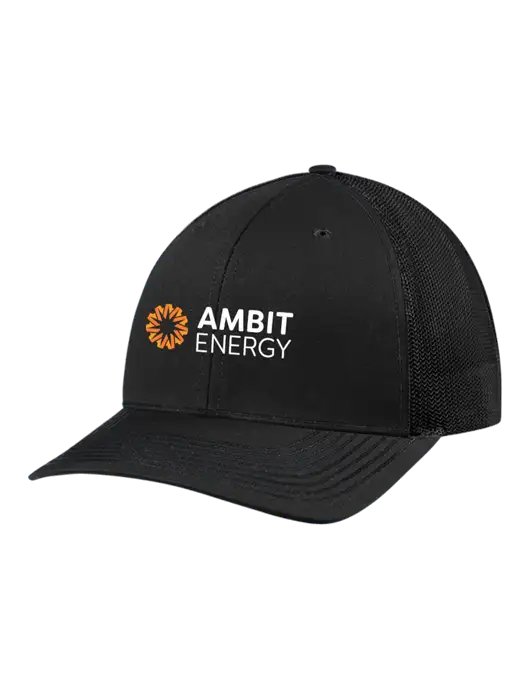 Richardson Adjustable Snapback Original 112 Trucker Cap Black w/Black Mesh w/Ambit Logo