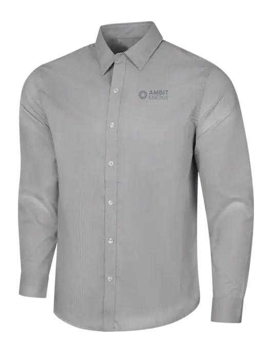 Light Grey/White Pincheck Easy Care Shirt w/Ambit Logo