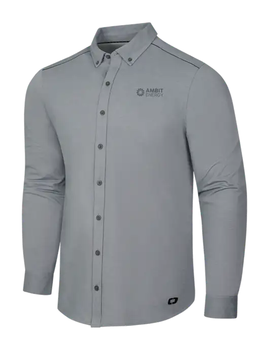 OGIO Medium Grey Heather Modern Code Stretch Button-Up Shirt w/Ambit Logo