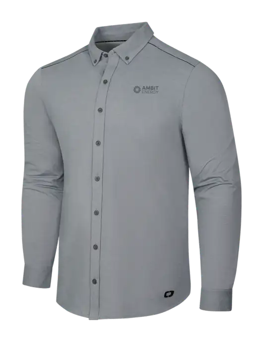OGIO Medium Grey Heather Modern Code Stretch Button-Up Shirt w/Ambit Logo