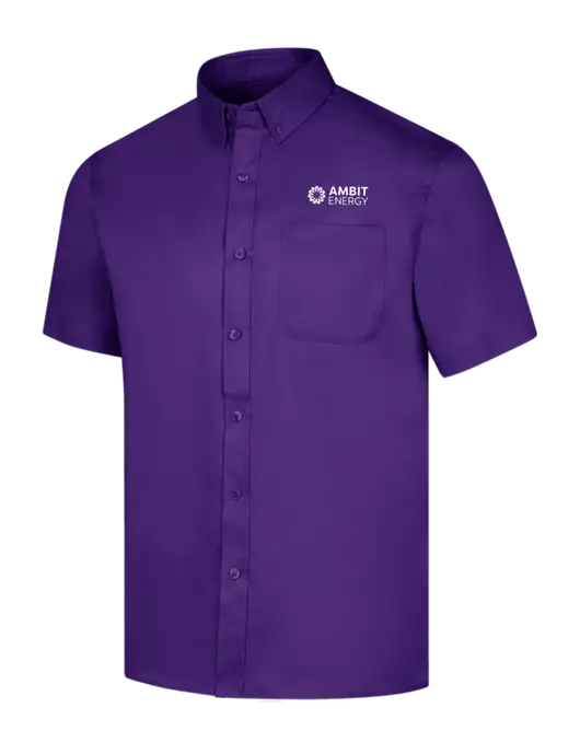 Short Sleeve Purple Superpro React Twill Shirt w/Ambit Logo