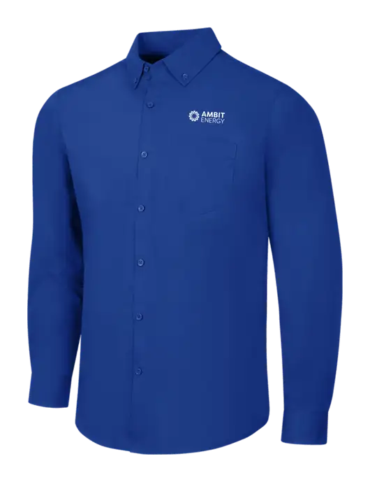 Dark Royal Long Sleeve Carefree Poplin Shirt w/Ambit Logo