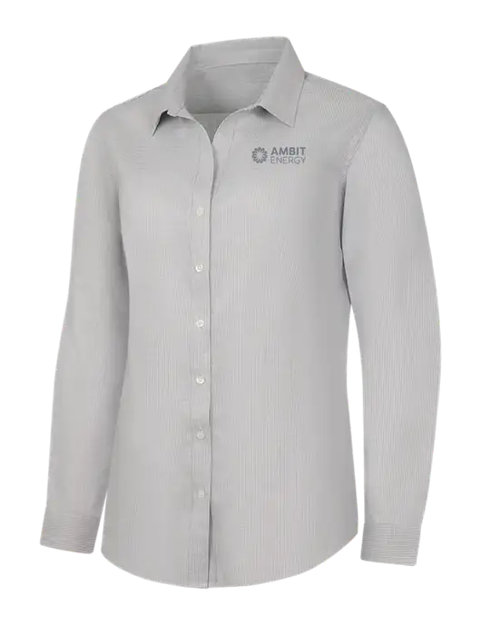 Light Grey/White Womens Pincheck Easy Care Shirt w/Ambit Logo