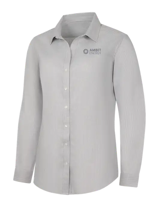 Light Grey/White Womens Pincheck Easy Care Shirt w/Ambit Logo