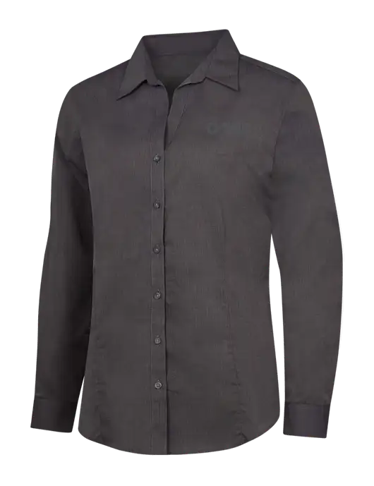 Womens Soft Black Crosshatch Easy Care Shirt w/Ambit Logo