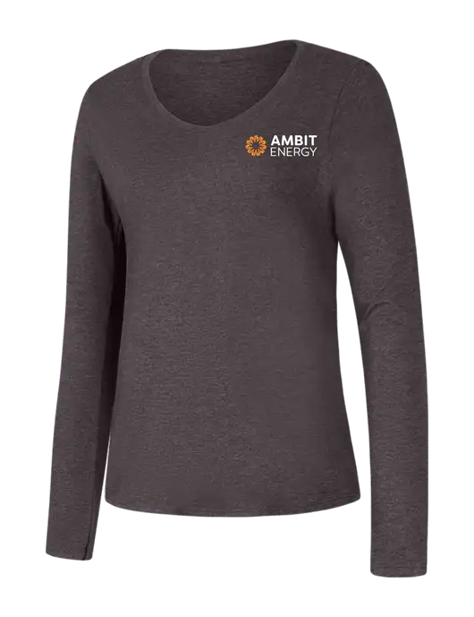 Womens Seriously Soft Heathered Charcoal V-Neck Long Sleeve T-Shirt w/Ambit Logo