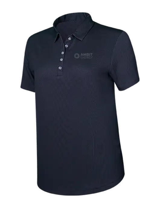 Callaway Womens Birdseye Black Polo w/Ambit Logo