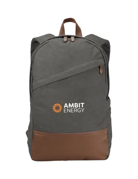 Vintage Modern Grey Canvas 18" Laptop Backpack w/Ambit Logo