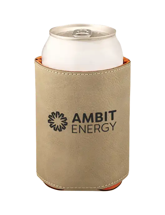Tan Leatherette Beverage Holder w/Ambit Logo 