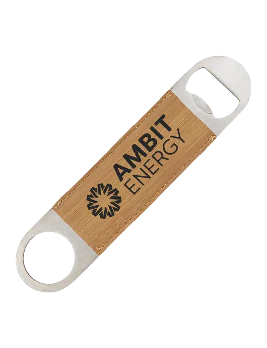 Bamboo Leatherette Bottle Opener w/Ambit Logo 