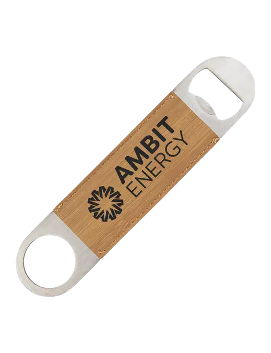 Bamboo Leatherette Bottle Opener w/Ambit Logo 