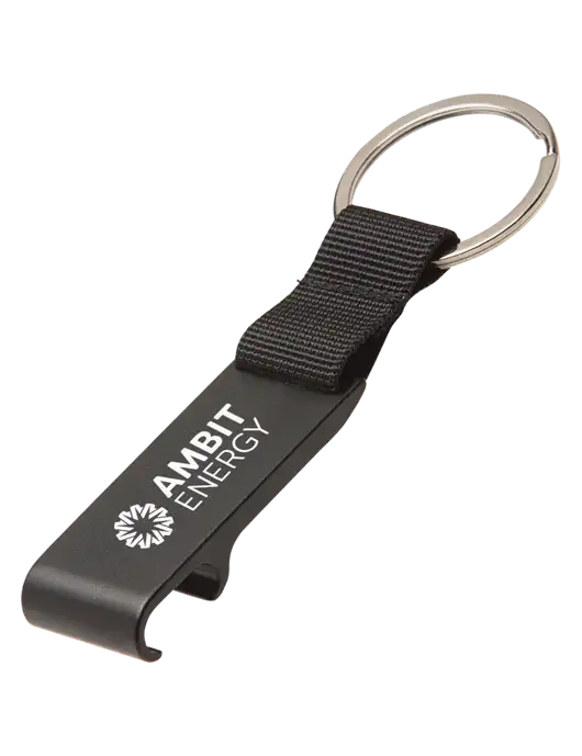 Black Bottle Opener & Key Ring w/Ambit Logo 