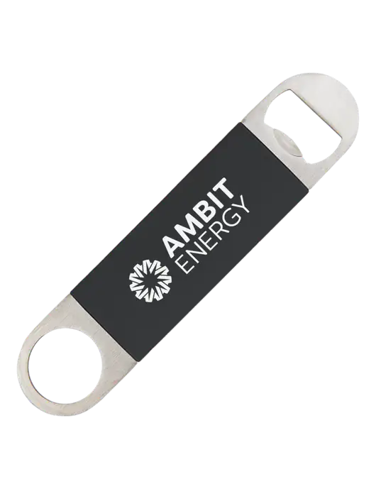 Black Bottle Opener with Silicone Grip w/Ambit Logo 