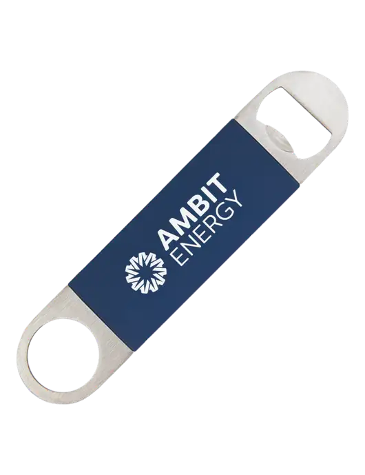 Navy Bottle Opener with Silicone Grip w/Ambit Logo 