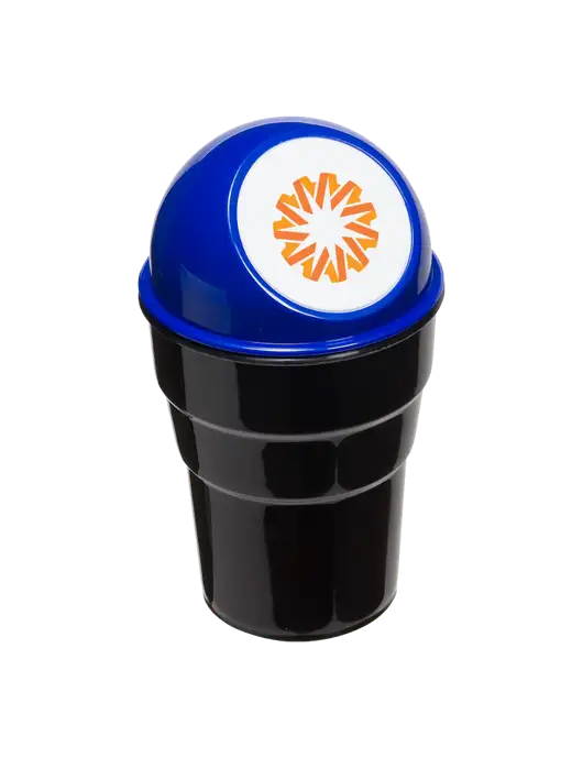 Blue Car Cup Holder Trash Can w/Ambit Icon Logo