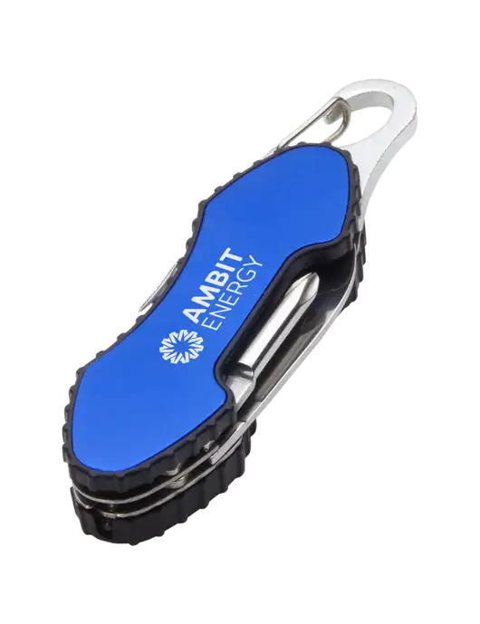 Blue 6 in 1 Tool with Carabiner w/Ambit Logo 