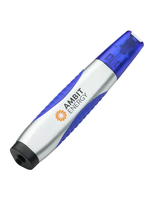 Silver/Blue Level Light Screwdriver Pen w/Ambit Logo 